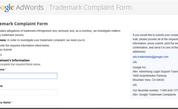 Google trademark registrering